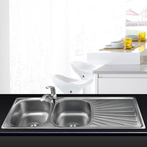 Chậu rửa bát 2 hố 1 bàn Sơn Hà S100