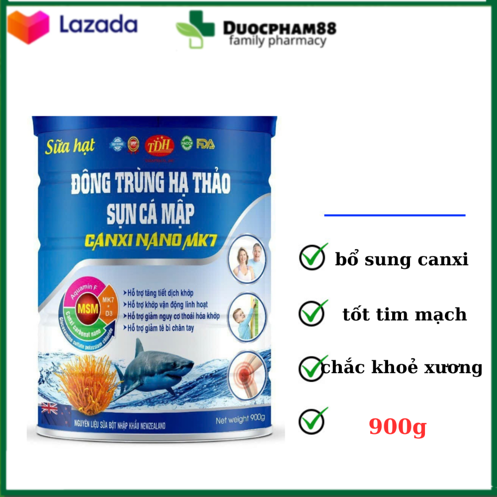 Sữa hạt đông trùng hạ thảo sụn cá mập canxi nano mk7 giúp chắc khoẻ xương, ngăn ngừa loãng xương hộp 900g