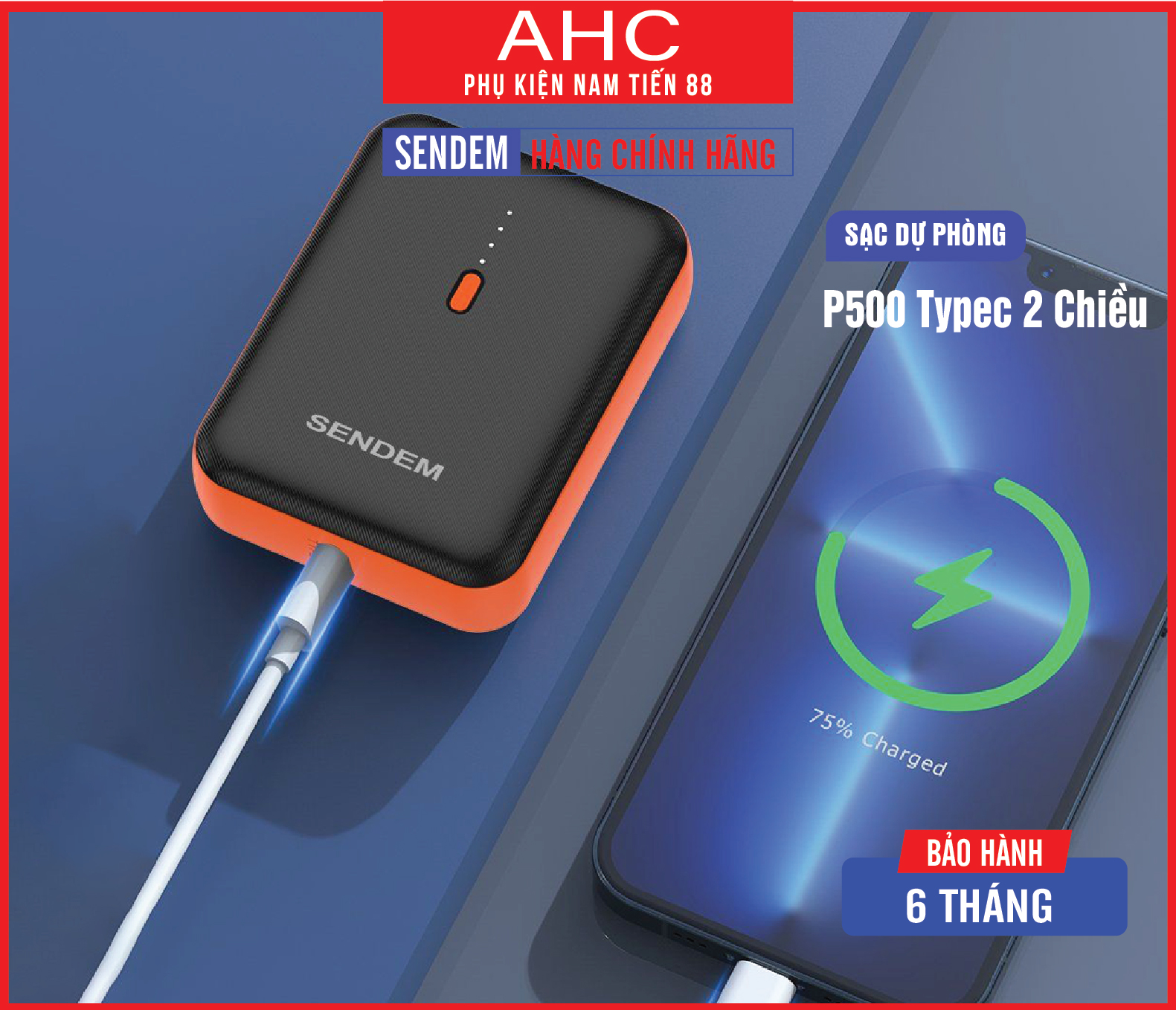 Sac dự phòng mini P500 typeC 2 chiều 10000mah