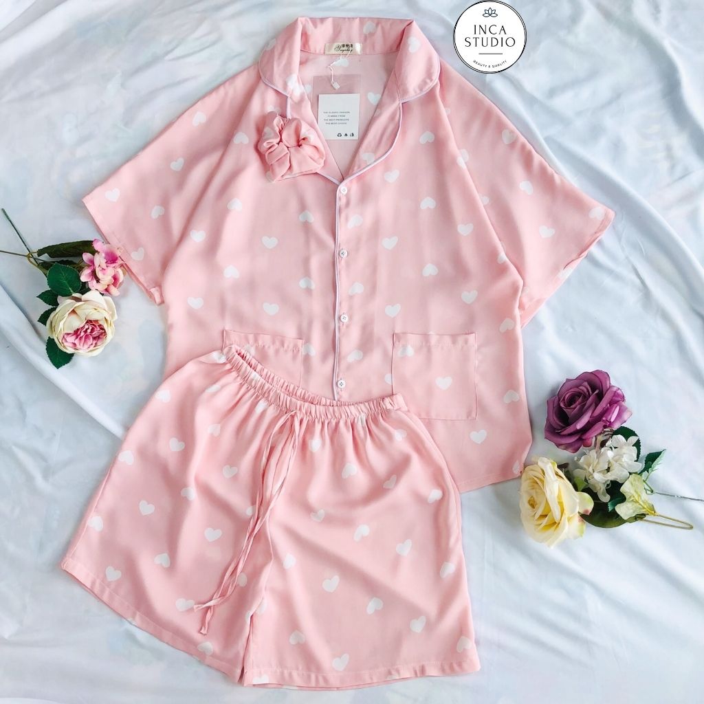 (Loại 1) Đồ ngủ Pyjama lụa mango họa tiết form cánh dơi INCA 02- Free size dưới 65kg, Lụa mango thoáng mát