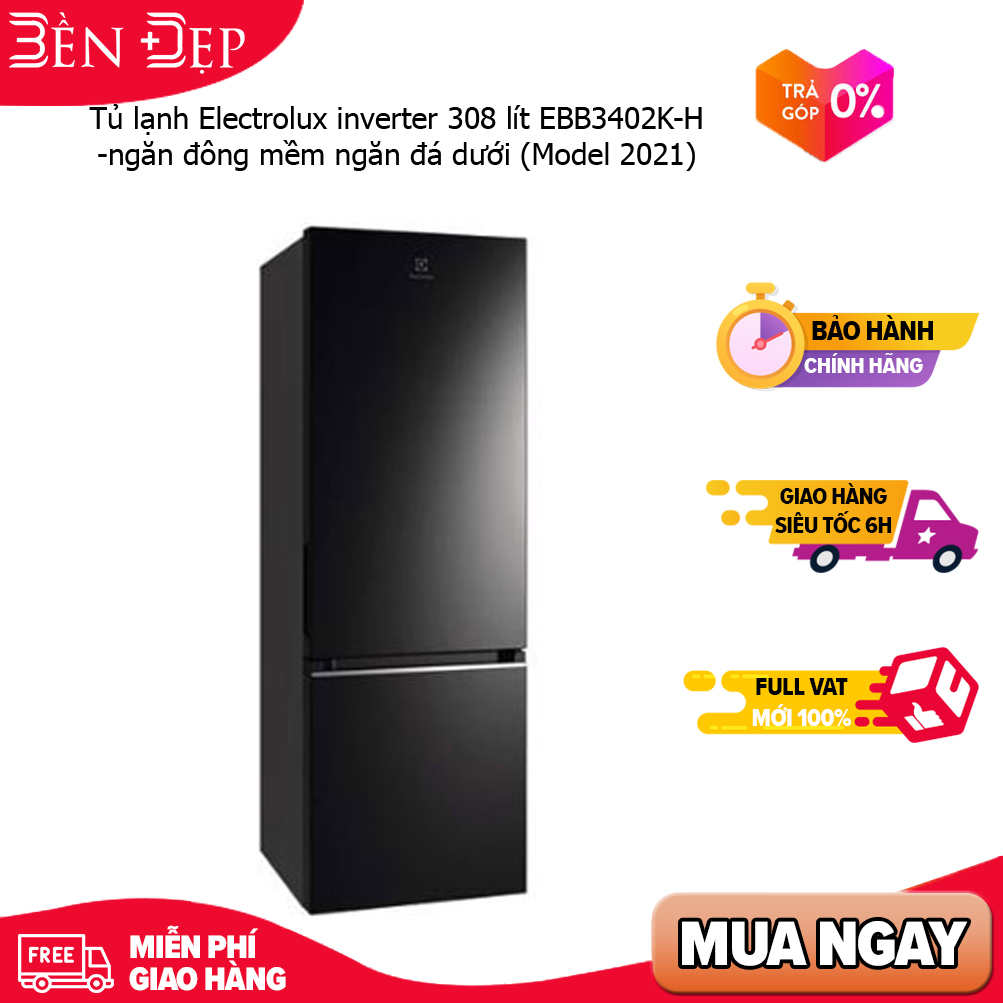 Tủ lạnh Electrolux inverter 308 lít EBB3402K-H -ngăn đông mềm ngăn đá dưới
