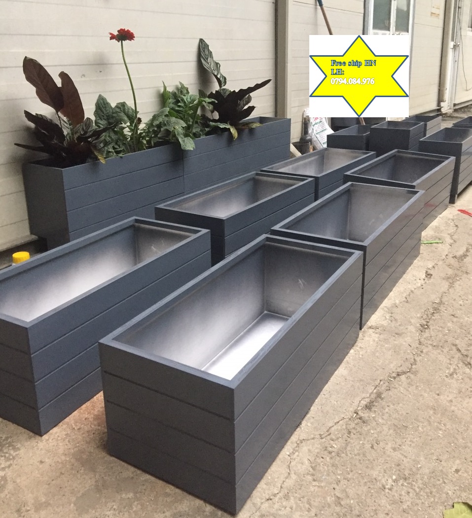 chậu nhựa composite màu ghi (50x20x25)