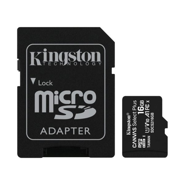 Thẻ Nhớ MicroSDHC Kingston Canvas Select Plus 16GB Class 10 U1 100MB/s SDCS2/16GB (Kèm Adapter)
