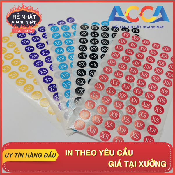 Tem decal dán size nhiều màu sắc_70 miếng sticker quần áo đỏ vàng xanh_In decal sticker theo yêu cầu