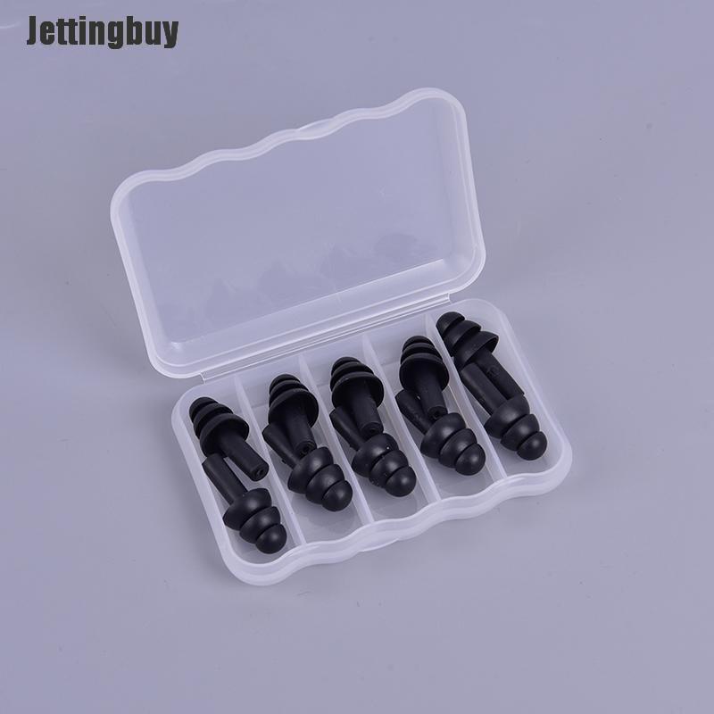 Jettingbuy 5Pairs Silicone Ear Plugs Sleep Earplugs Noise Reduction Swimming Earplugs Black
