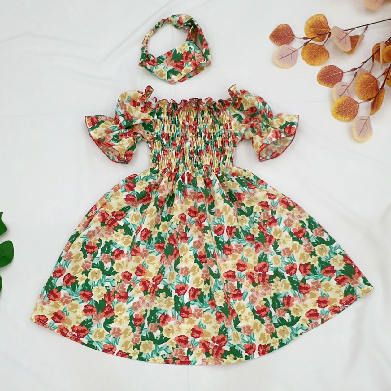 [ CÓ QUÀ TẶNG 💝] Đầm mẹ và bé hoa đỏ trễ vai