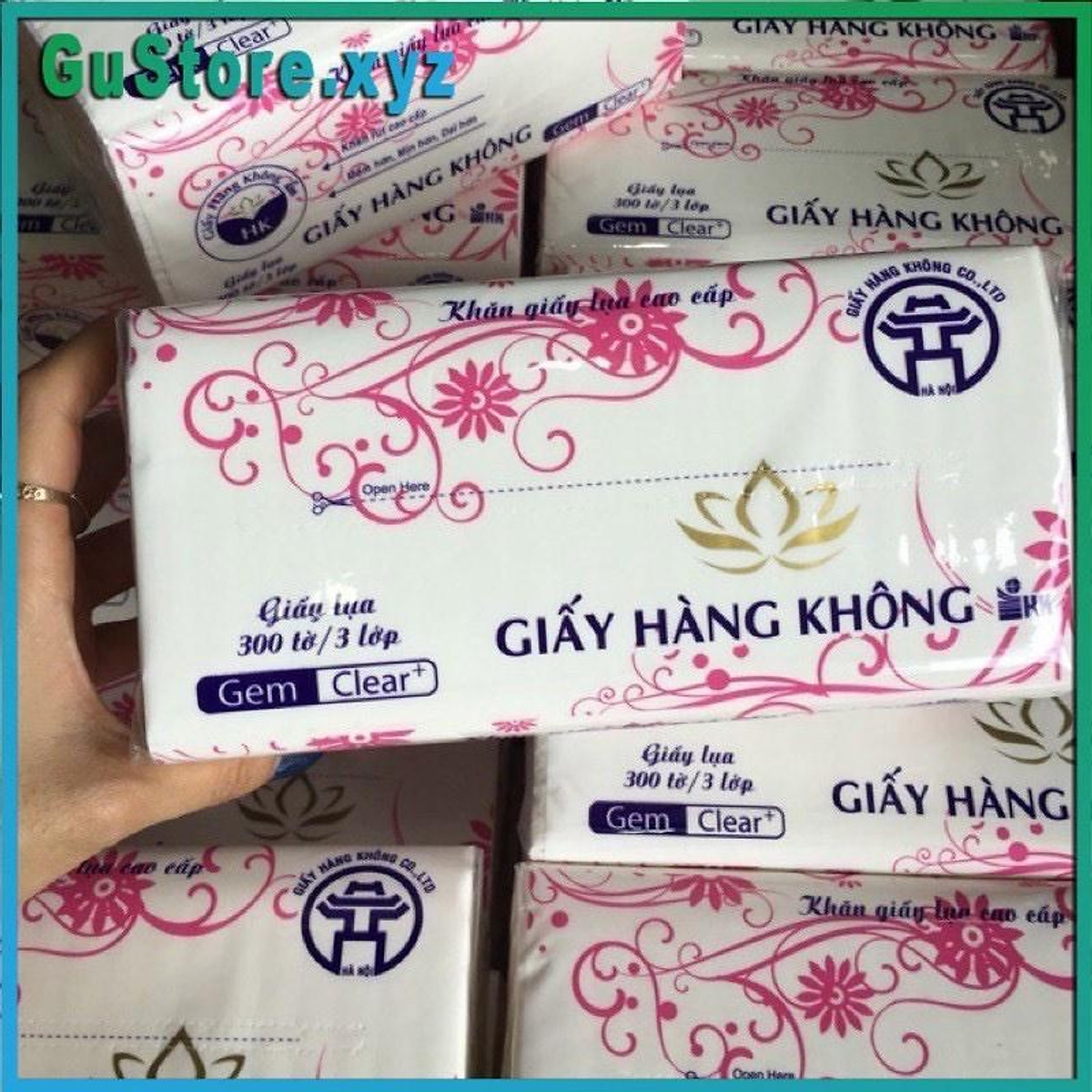 Giấy ăn lụa, giấy rút 3 lớp gói 300 tờ Giấy ăn lụa