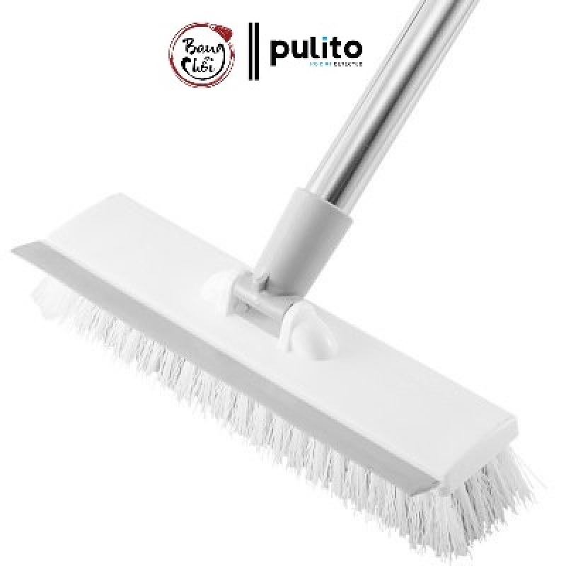 Chổi chà sàn quét nước cán dài xoay 180 độ chính hãng Pulito kết hợp 2 trong 1 cây chà sàn gạt nước 2 đầu thông minh tiện lợi LS-CQN