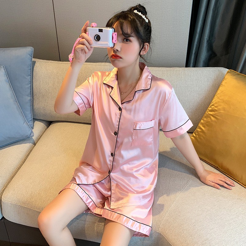 Bộ pijama lụa phi tay ngắn quần đùi