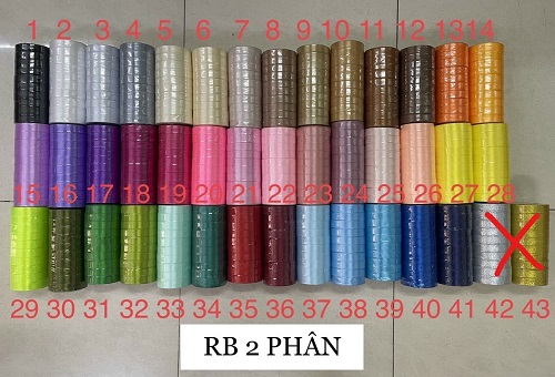 Ruy băng lụa trơn  2 cm/cuộn