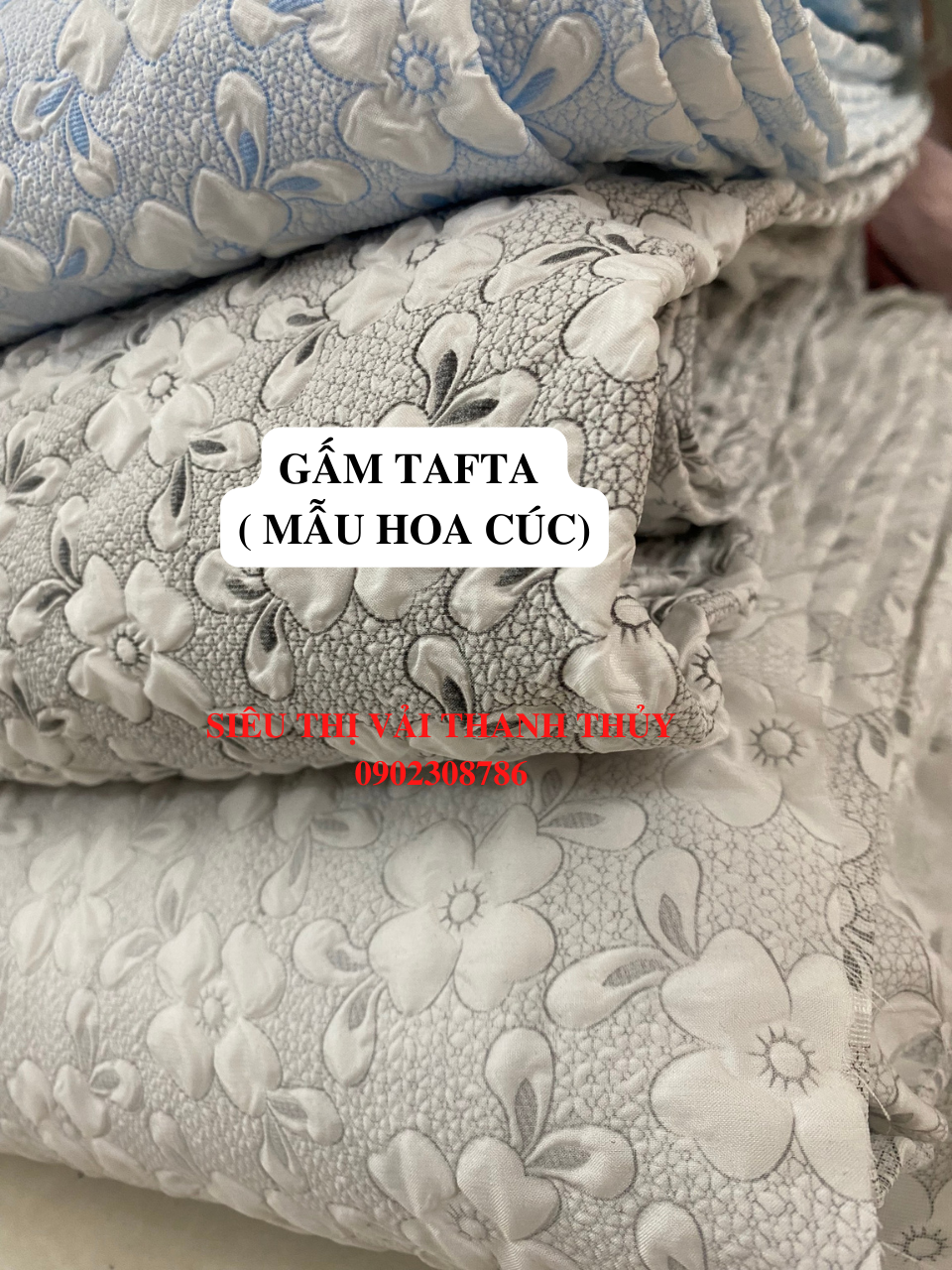GẤM TAFTA 2 DA ( MẪU HOA CÚC)