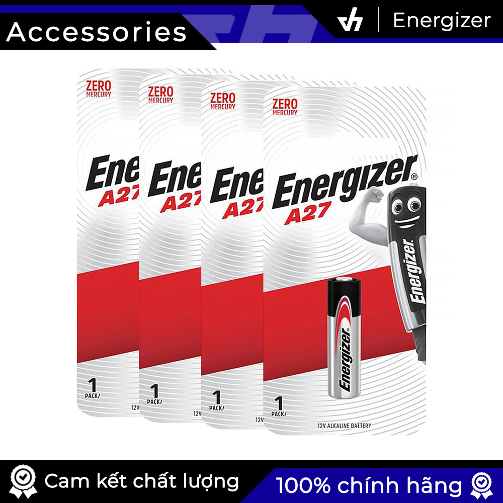 [HCM]Bộ 4 Pin Energizer A27 Alkaline - Pin dành cho một số loại remote xe máy remote cửa cuốn đèn pin mini v.v...