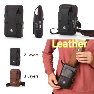 JUTBONG Vintage Genuine Leather Messenger Bags Crossbody Handbags Cell Phone Bags Waist Bag Fanny Pack