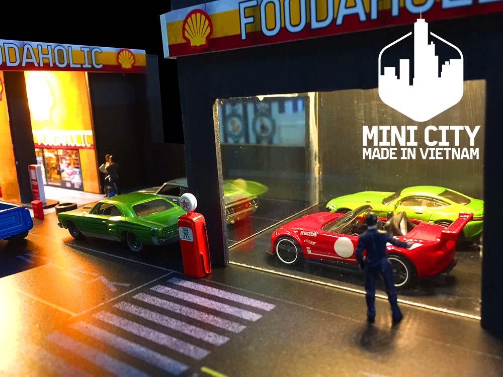 Mô hình cây xăng và showroom 1/64