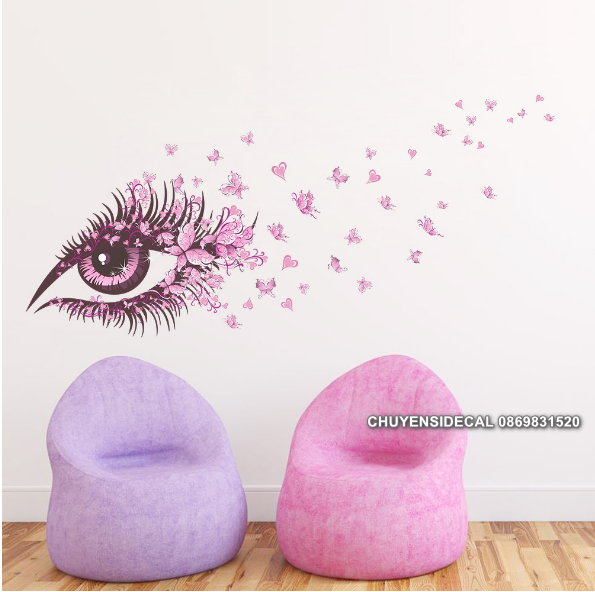 [HCM]Decal trang trí tường - Mắt Bướm Hồng
