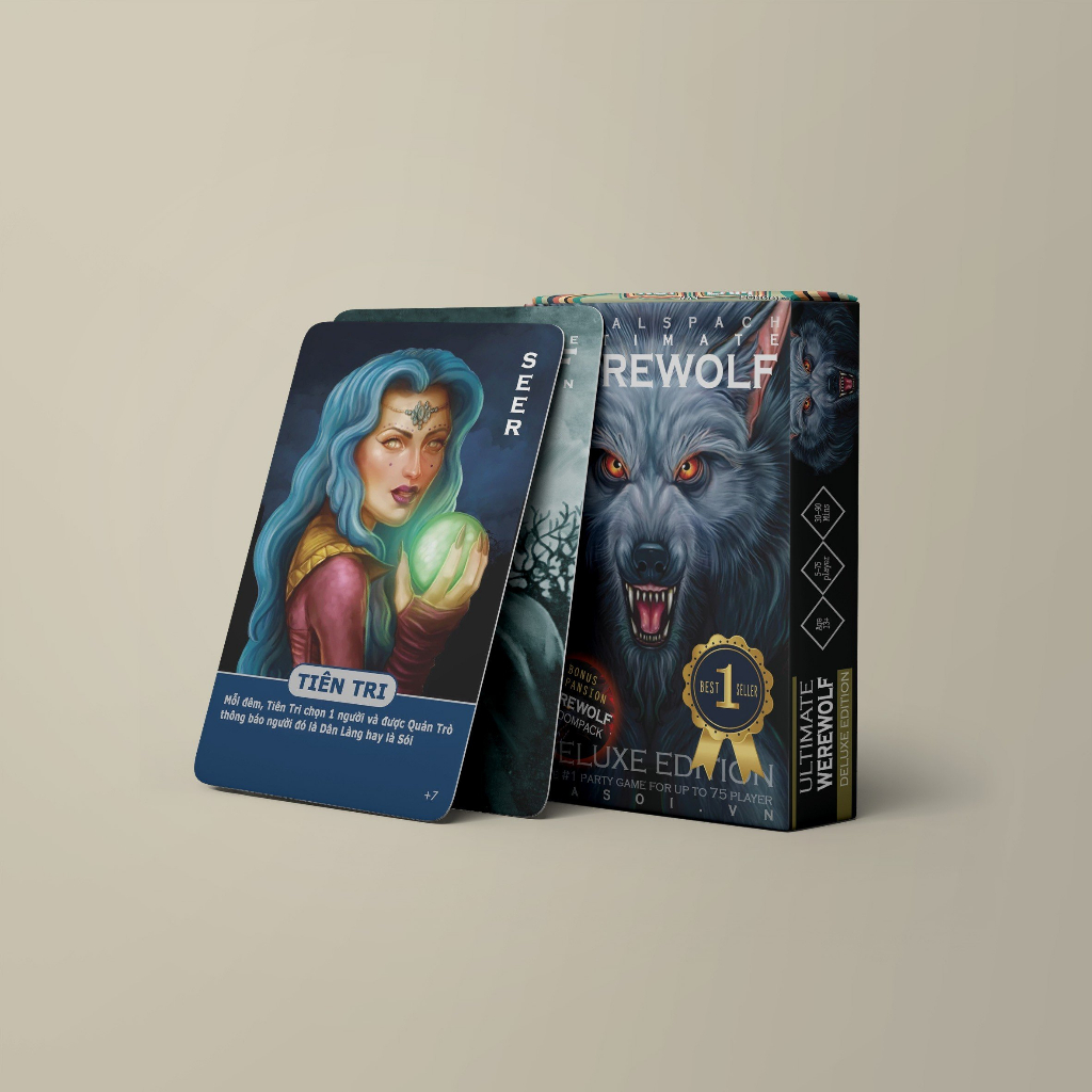 Combo 2 bộ bài Ma sói Characters và Ma sói Deluxe 21 lá