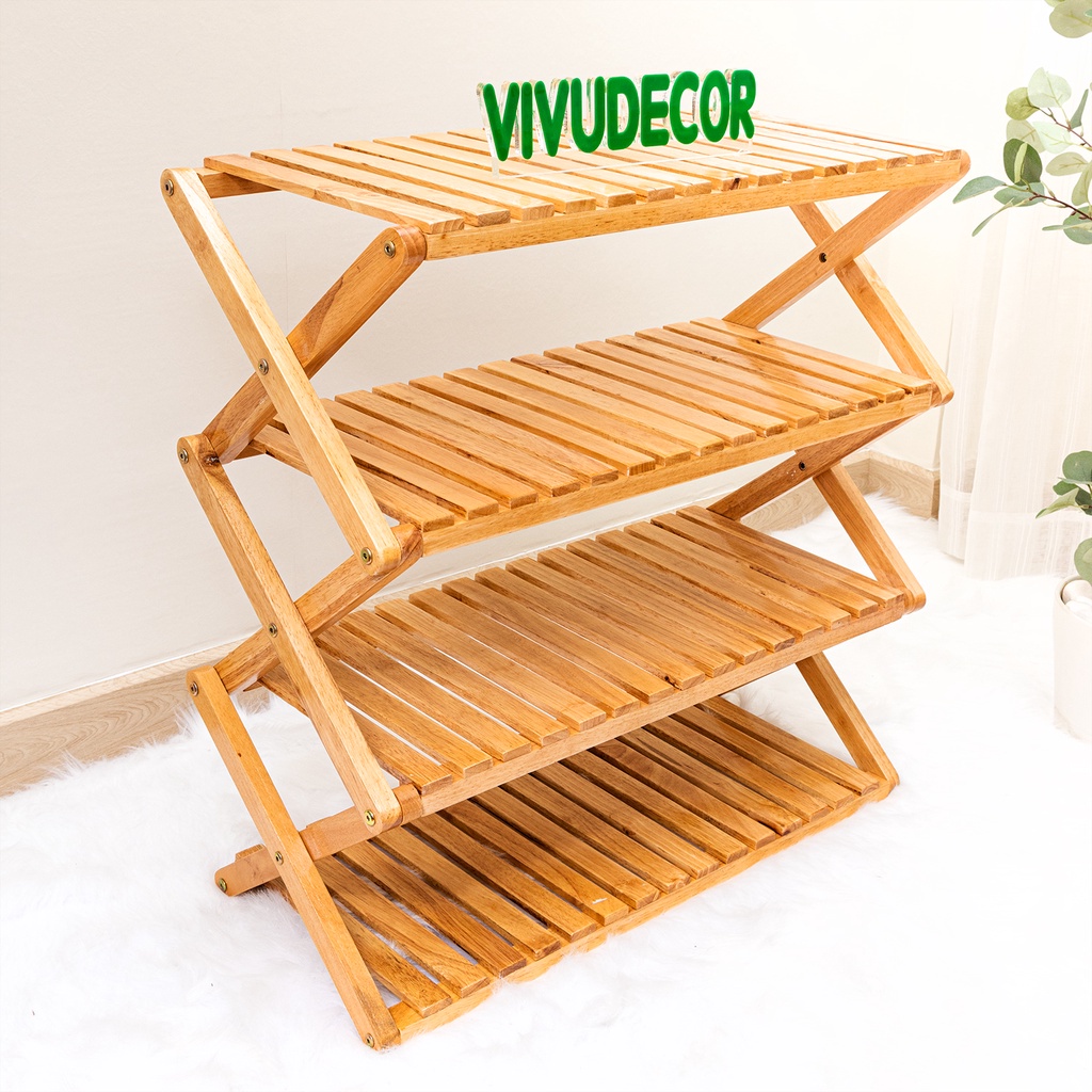 Kệ giày VIVUDECOR KG03 gỗ tự nhiên