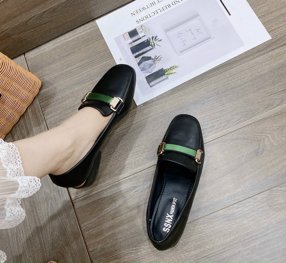 Giày nữ giày moka da lì cao cấp