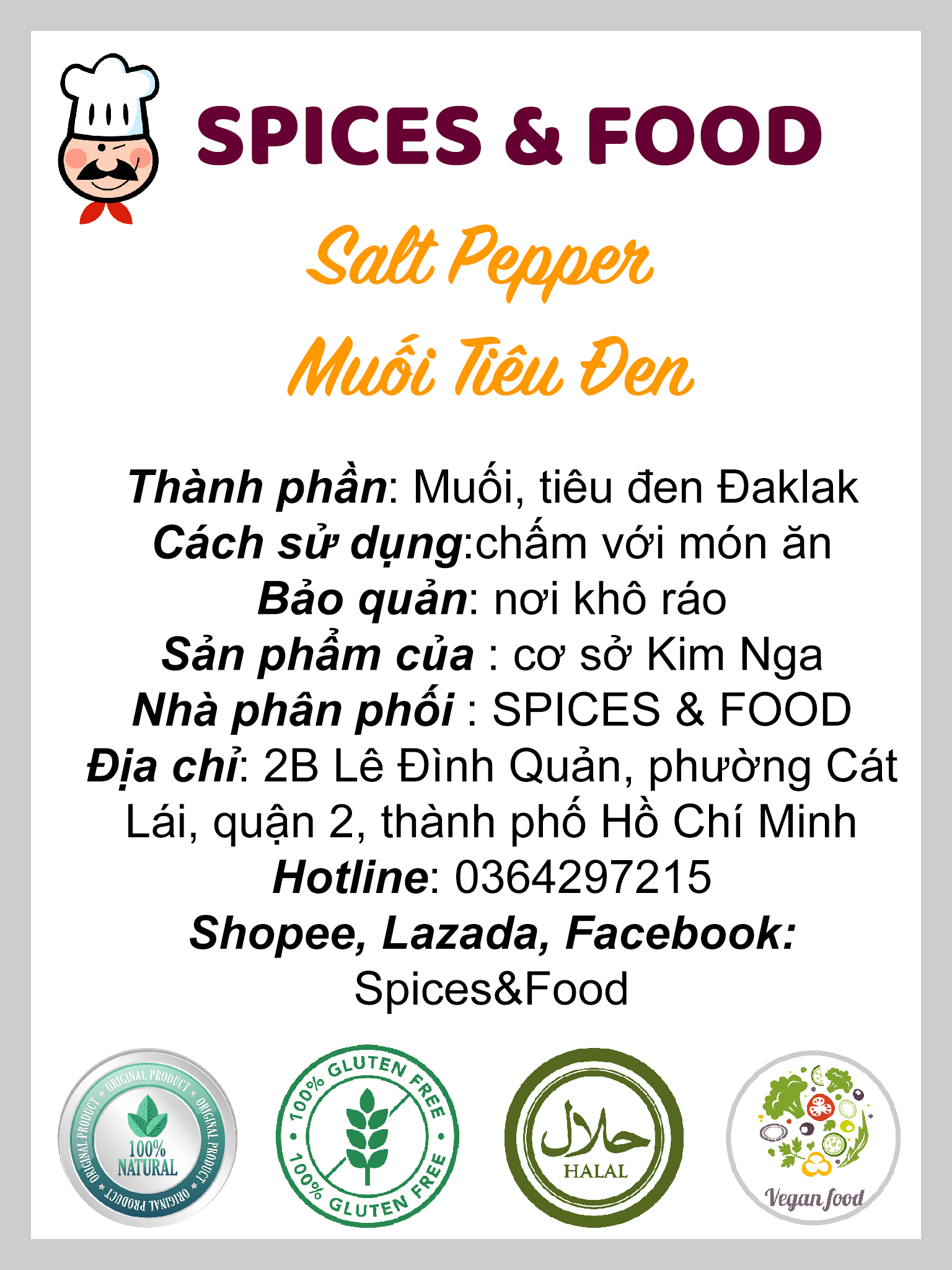 [Hũ 120ml] Salt Pepper - Muối Tiêu Đen Đaklak - chấm gà lá chanh