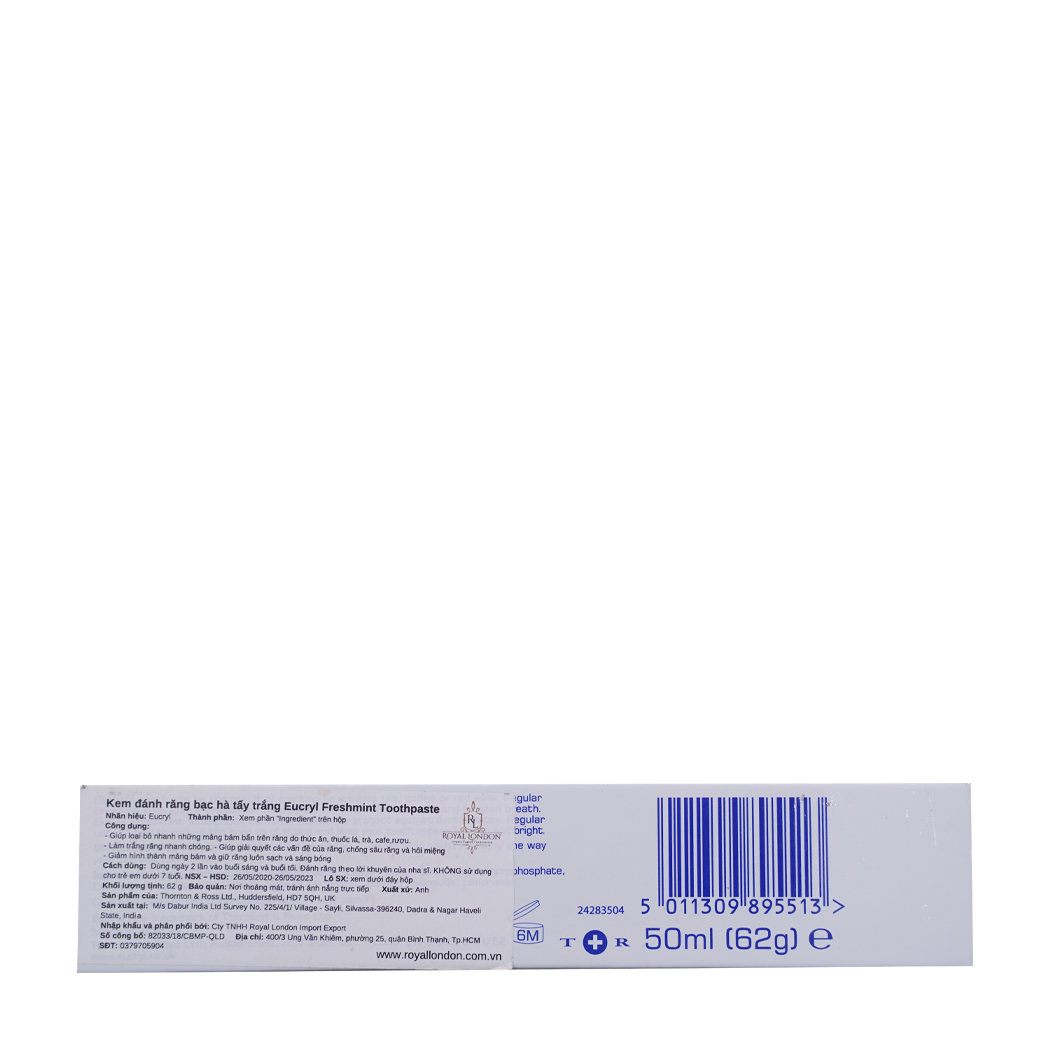 Kem đánh răng tẩy trắng vị bạc hà Eucryl (62g)