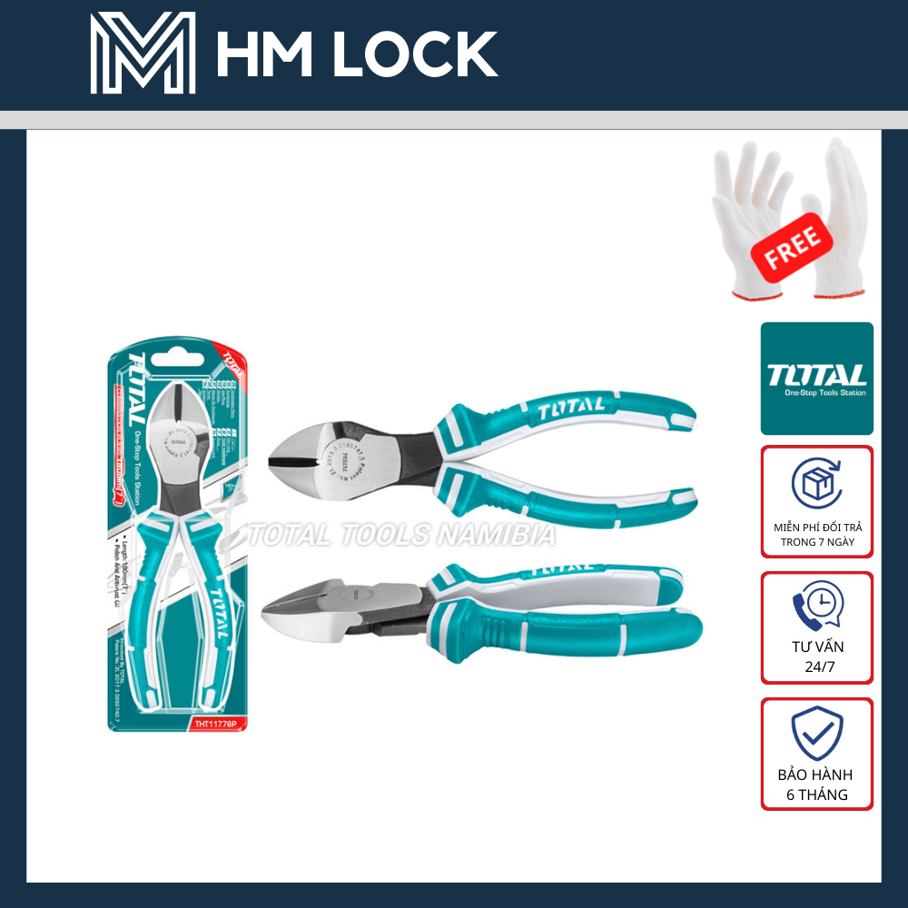 Kềm cắt đầu nặng total 7"/180mm - hàng chính hãng - tht1776p - hm lock