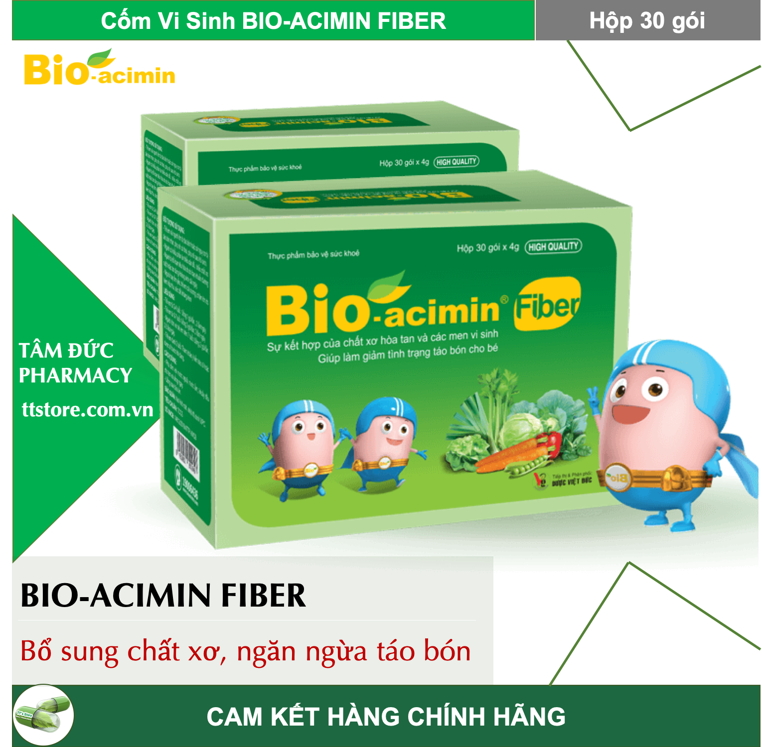 [HCM]BIO-ACIMIN FIBER [Hộp 30 gói] - Cốm vi sinh Bioacimin bổ sung chất xơ tự nhiên ngăn ngừa táo bón cho bé