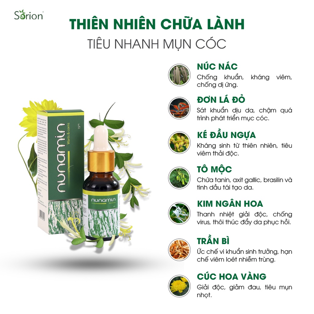 Nunamin Serum 15ML - Cho da Mụn cóc, Mụn cơm, Mắt cá chân, Chai