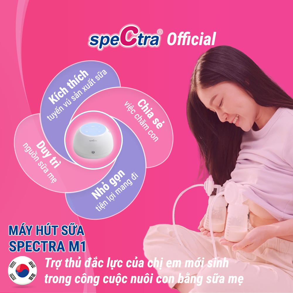 Máy Hút Sữa Điện Spectra M1 Chính Hãng Hàng Hàn Quốc – Có Pin sạc Tích Điện, Nhỏ Gọn, Êm Ái, BH 1 Năm
