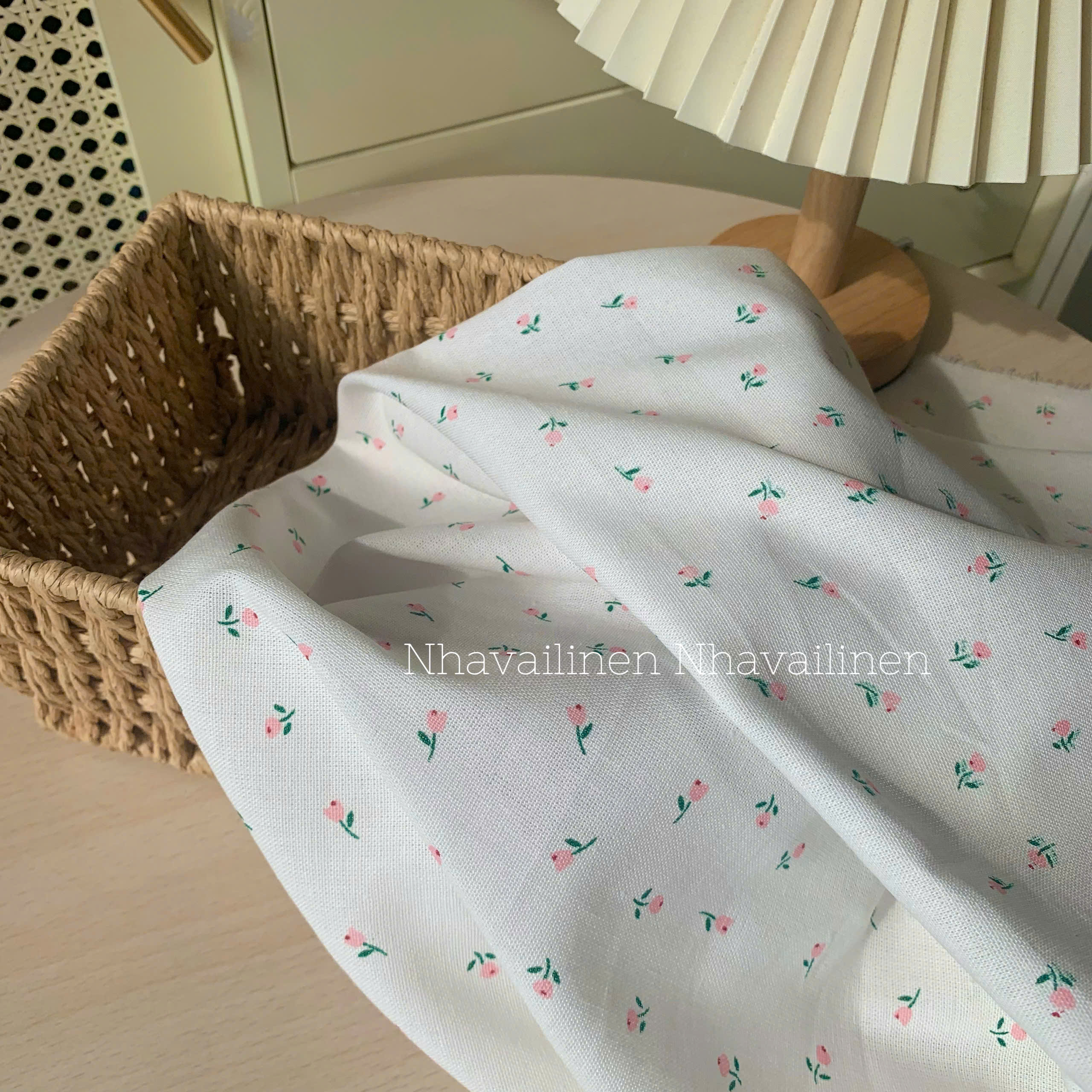 Vải Linen Bột Hoạ Tiết HOA TULIP Mềm Mại Độ Dày Vừa Đủ Chất Liệu An Toàn Cho Da - Nhà Vải Linen