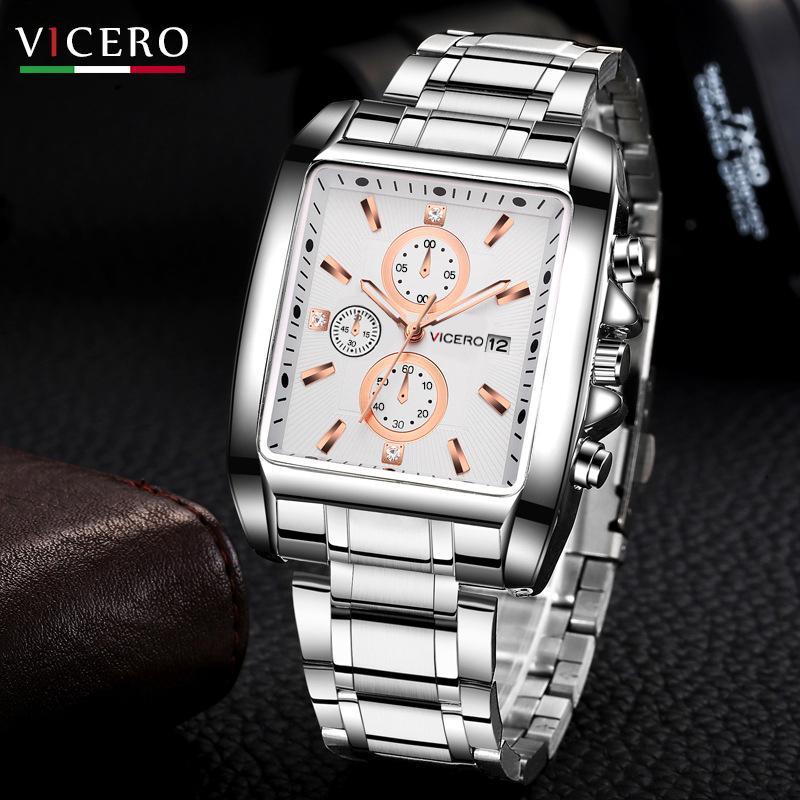 Nơi bán (FULL 6 KIM) Đồng hồ Nam VICERO ITALIA - Dây Thép Đúc Đặc Cao Cấp