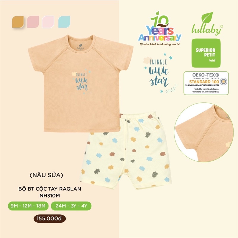 Bộ cộc tay bé trai/bé gái raglan Petit Lullaby [NH310M-NH313M]