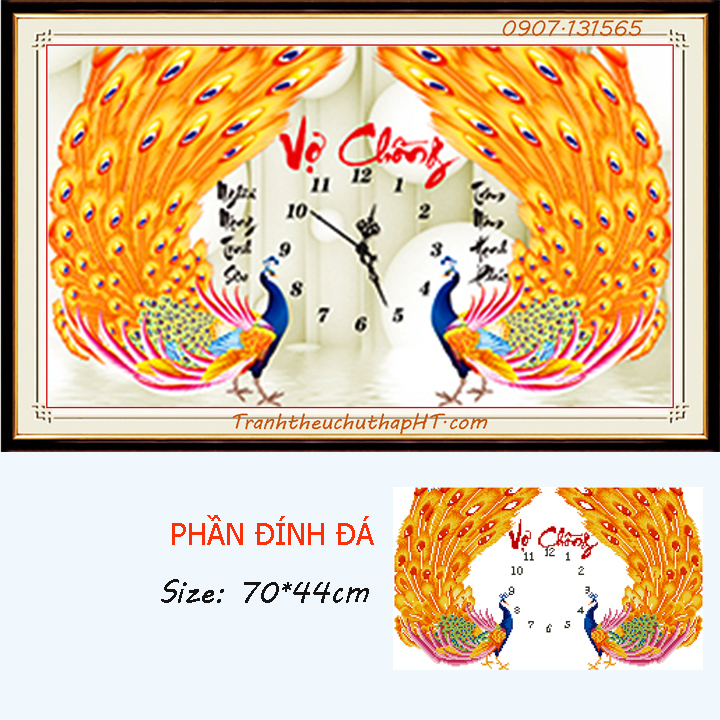 Tranh đính đá Vợ chồng 70x44cm - tự đính