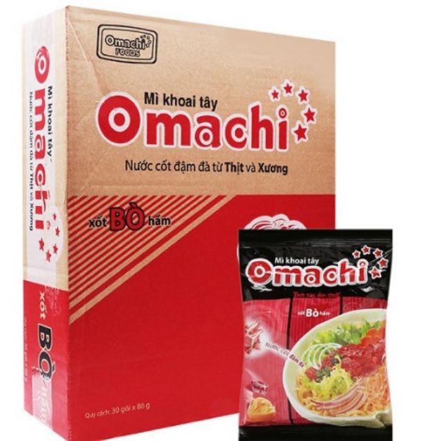 Thùng Mì 30 Gói Omachi Xốt Bò Hầm (30 Gói X 80Gr)