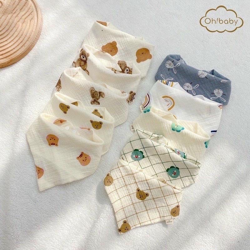 Sét 5 yếm Muslin - yếm Xô 4 lớp cao cấp Morry cho bé