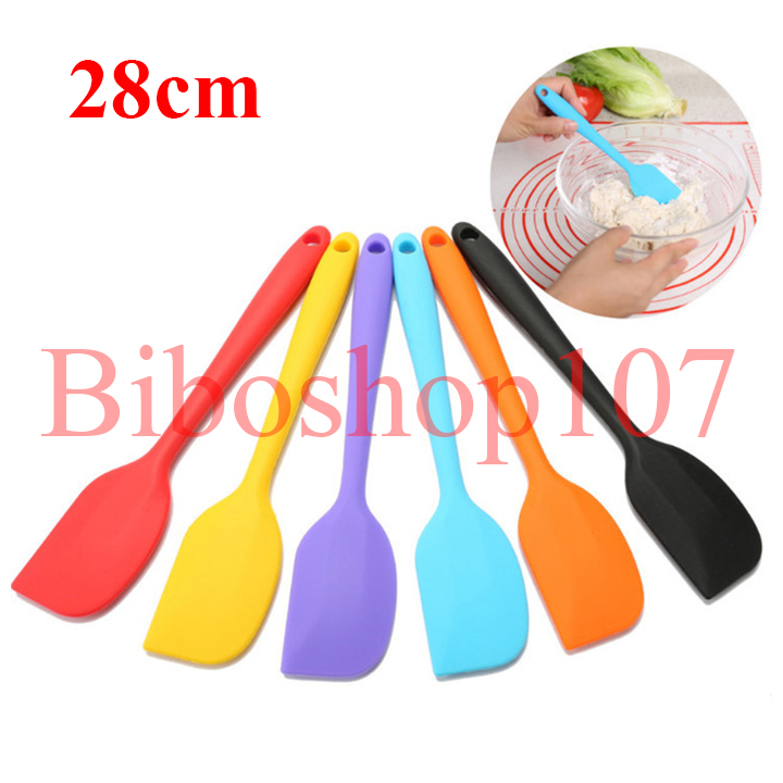 Cây vét bột spatula silicon đúc 28cm (phới silicon) dùng trộn bột, xúc bột, vét bột