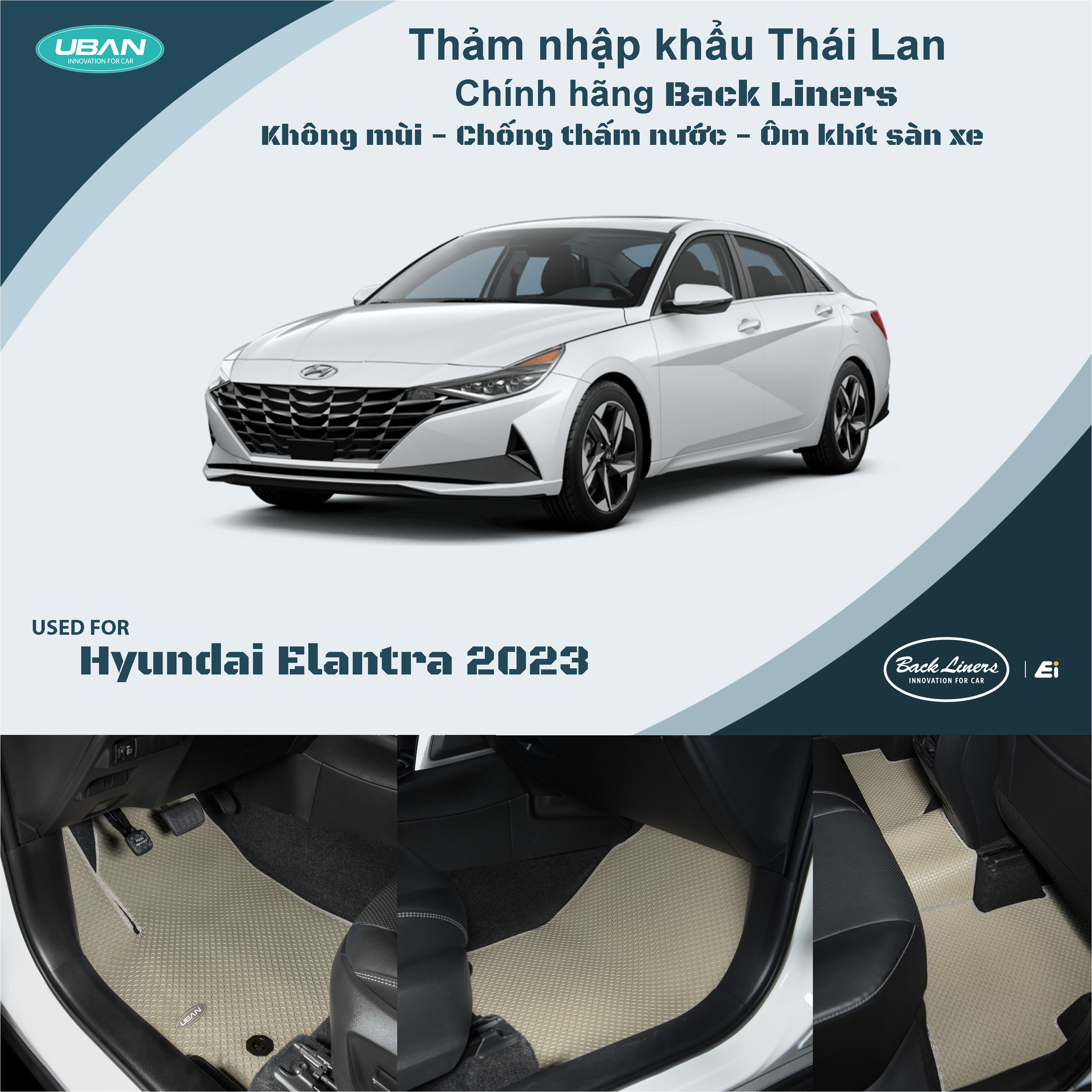Thảm lót sàn ô tô UBAN cho xe Hyundai Elantra 2022 - 2023 - Nhập khẩu Thái