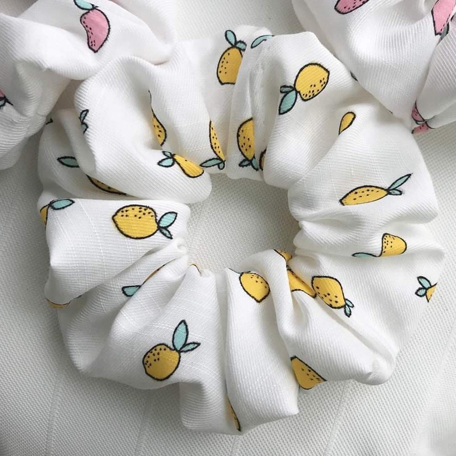 Dây buộc tóc scrunchies hình quả chanh quả dứa dâu