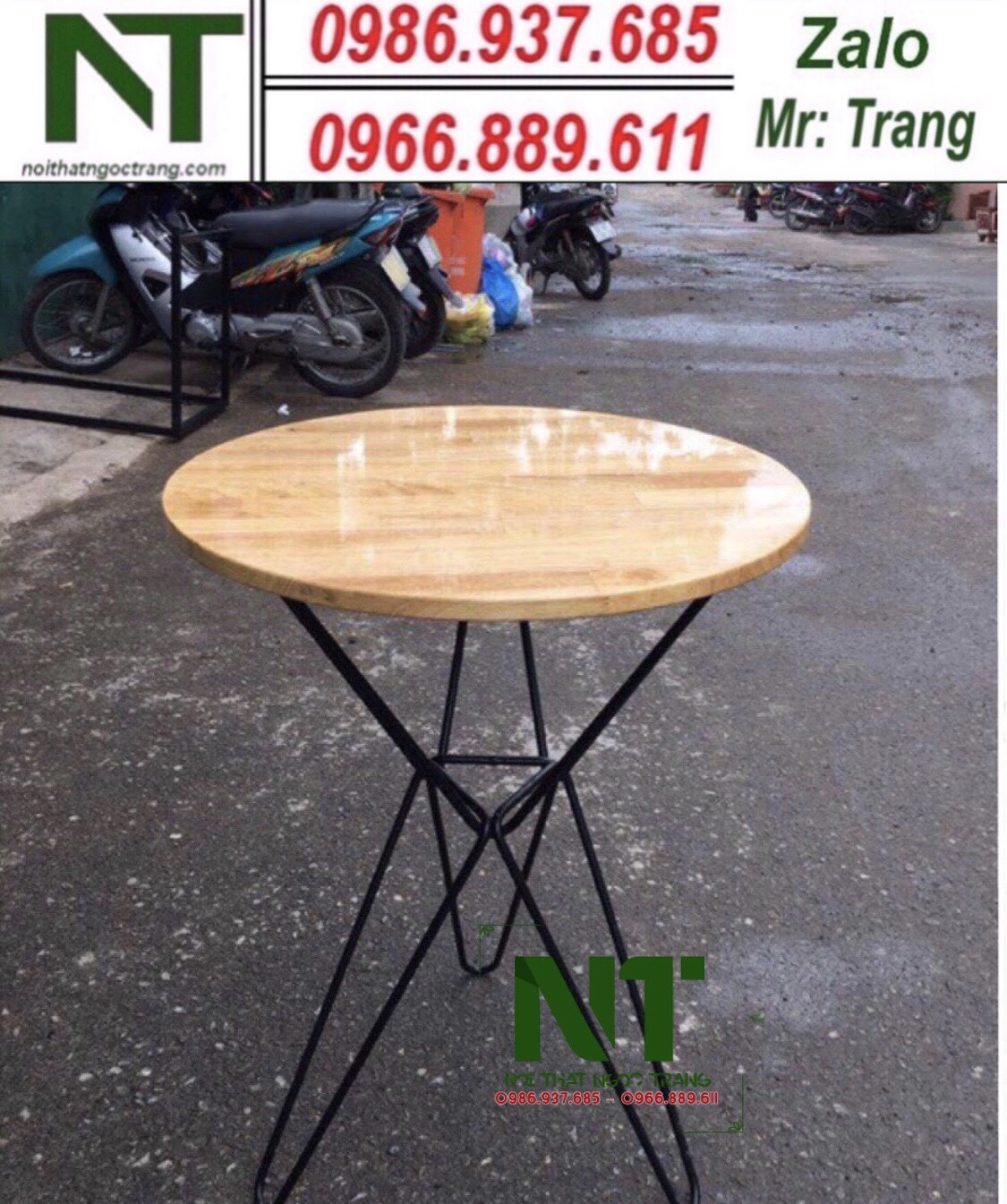 [HCM] Bàn tròn gỗ chân chụm thanh lý