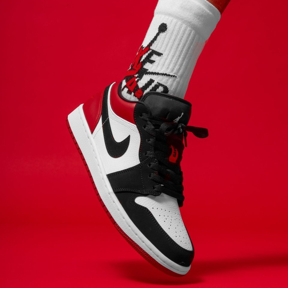 Giày Sneaker Nam nữ Air J0r.dan 1 low black toe ( Giày Thể Thao JD1 thấp cổ đỏ đen )