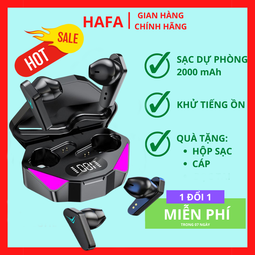 QUÀ TẶNG Tai nghe Bluetooth F9 Bản MỚI HAFA HF-F9  Sạc dự phòng 2000 mAh  cảm ứng Chống thấm nước HAFA