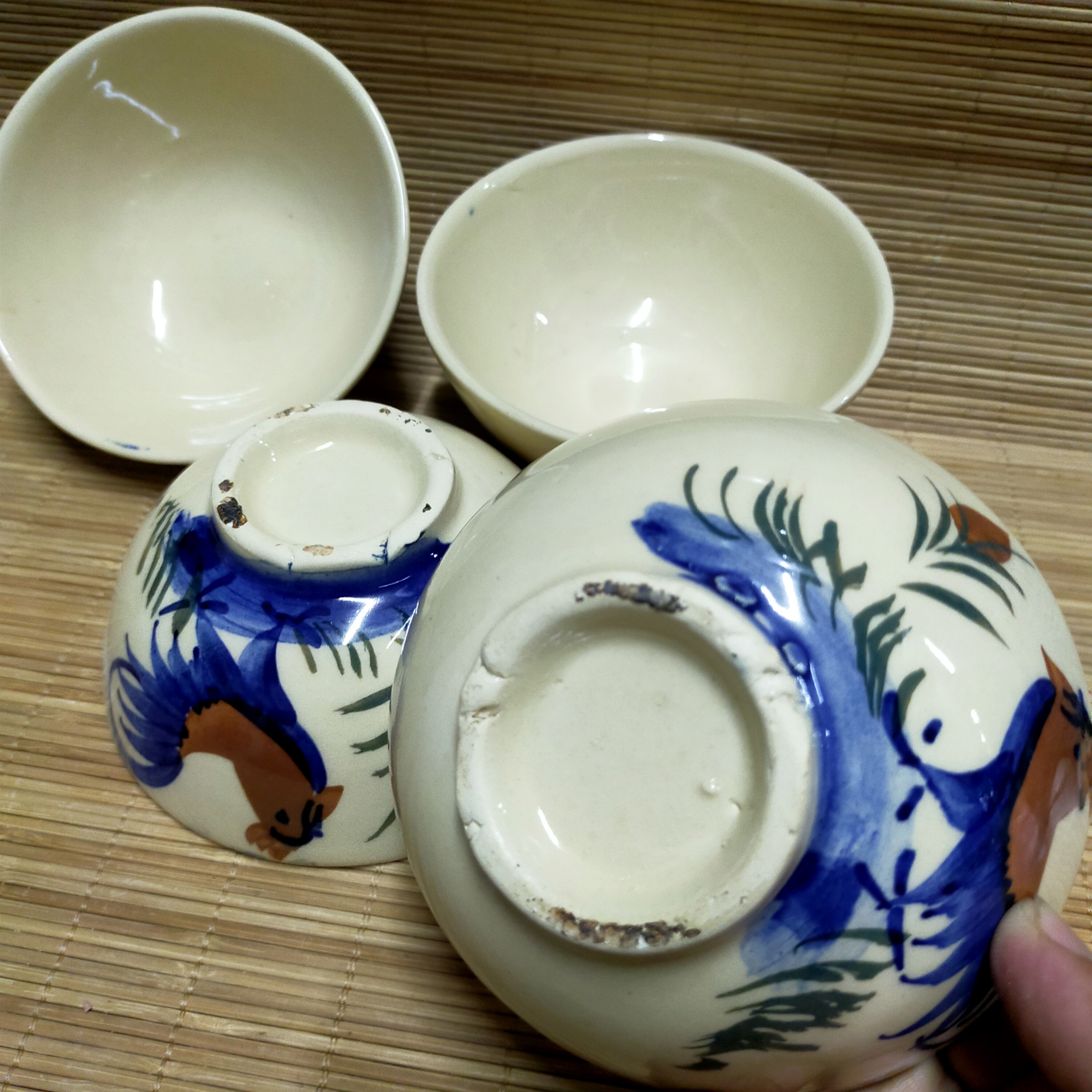 BỘ 10c CHÉN CƠM CON GÀ THỦ CÔNG XƯA ÍT SẠN