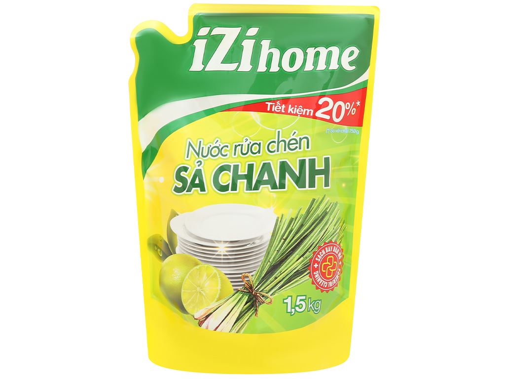 Nước rửa chén izi home hương sả chanh túi 1.5kg