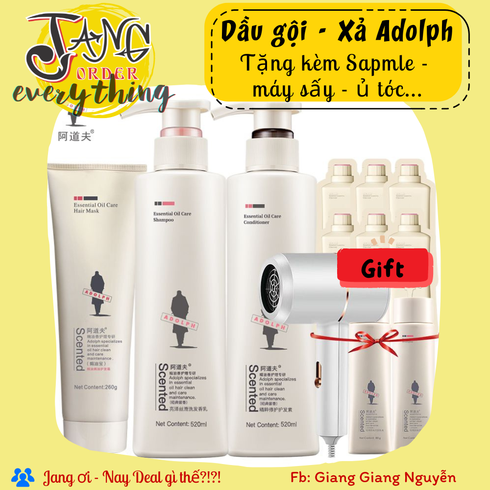 [Dòng thường] Bộ dầu gội + Dầu xả Adolph