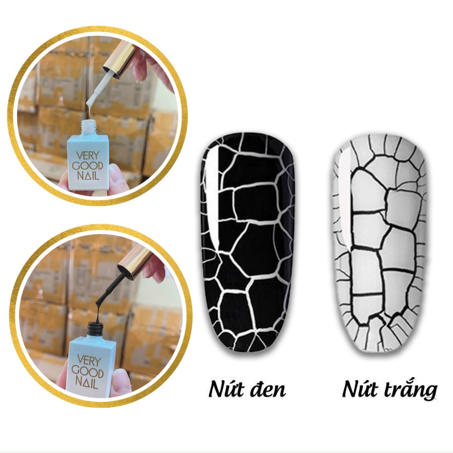 Sơn gel nứt đen trắng Verygood nail, sơn móng tự nứt cao cấp