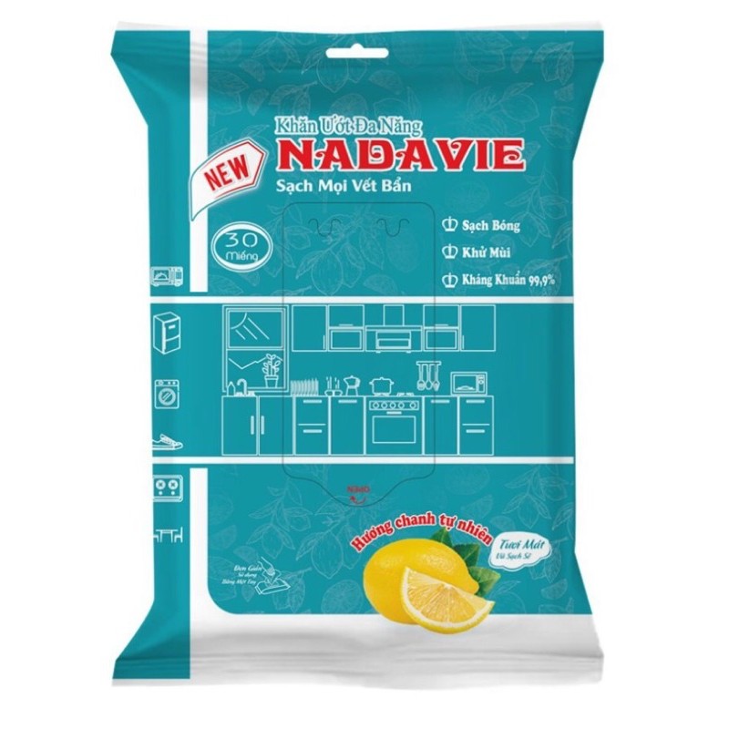 Khăn ướt đa năng Nadavie gói 30 tờ (lau bếp, lau bàn thờ, lau vật dụng)