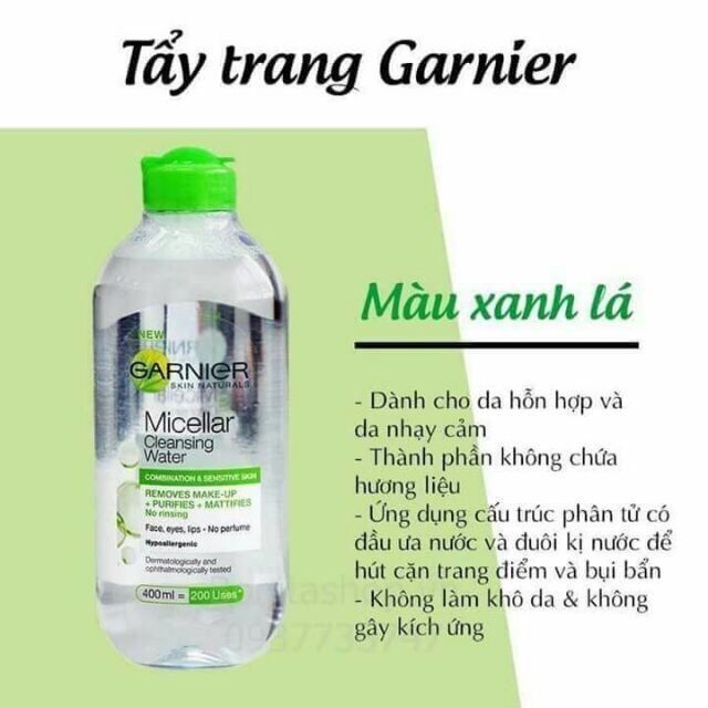 Nước tẩy trang Ganier Pháp 400ml