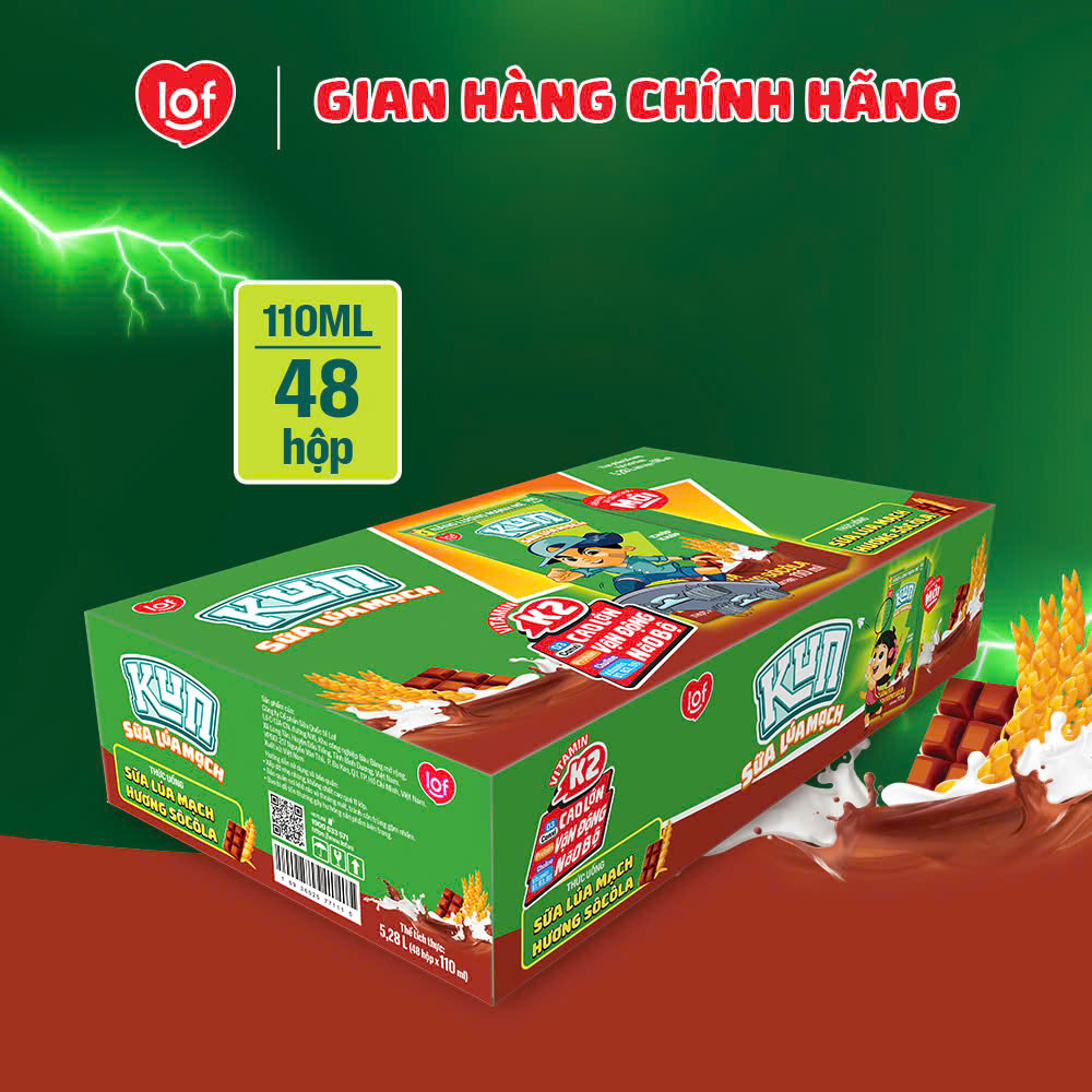 Sữa lúa mạch KUN vị socola thùng 48 hộp x 110ml