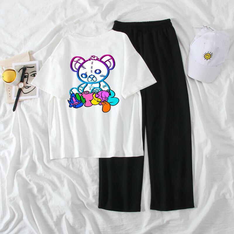 sét áo phông gấu màu ngồi Cổ tròn chất Cotton