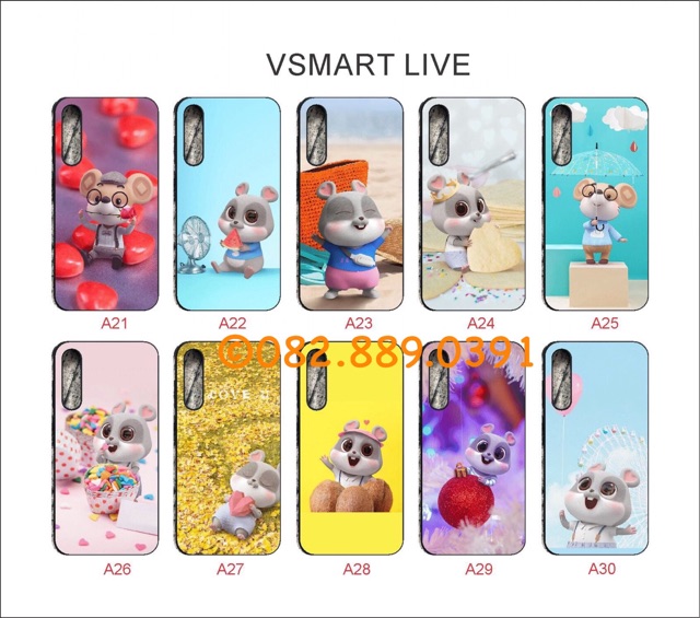 Ốp lưng Vsmart Joy 3 / Bee3 / Live dẻo đen in hình chuột dễ thương