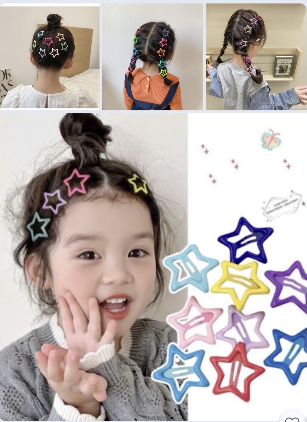 Set 3 kẹp tóc ngôi sao nhiều màu dễ thương cho bé